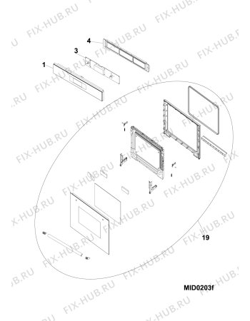 Схема №1 SCHMW2 (F087568) с изображением Дверь (стекло) духовки для духового шкафа Indesit C00313573