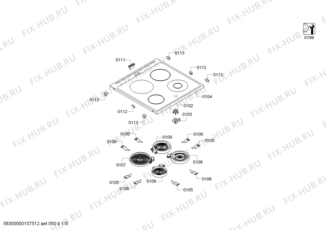 Схема №3 PHCB154124 с изображением Стеклокерамика для духового шкафа Bosch 00710752