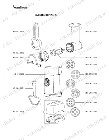 Взрыв-схема кухонного комбайна Moulinex QA603HB1/6R0 - Схема узла QP005157.8P5