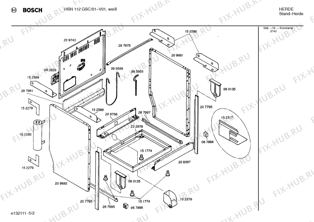 Взрыв-схема плиты (духовки) Bosch HSN112GSC - Схема узла 02