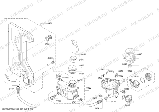 Взрыв-схема посудомоечной машины Bosch SMS24AW01R Serie2, Silence - Схема узла 04