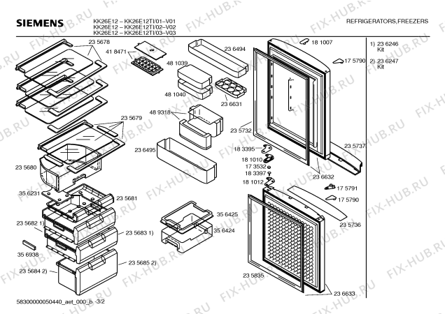 Схема №1 KK26E12TI E2000-2 dispaly, thicker insulation с изображением Дверь для холодильника Siemens 00236633