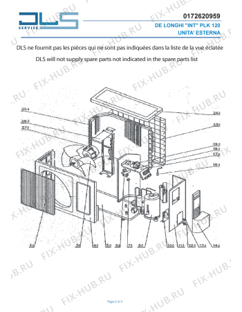 Схема №1 PLK 120 с изображением Покрытие для кондиционера DELONGHI GR00183009