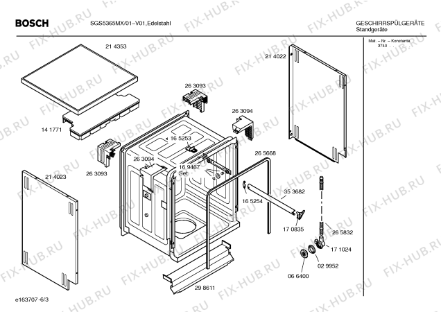 Взрыв-схема посудомоечной машины Bosch SGS5365MX - Схема узла 03