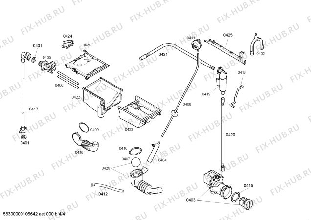 Взрыв-схема стиральной машины Bosch WFO2051CH Maxx WFO2051 - Схема узла 04