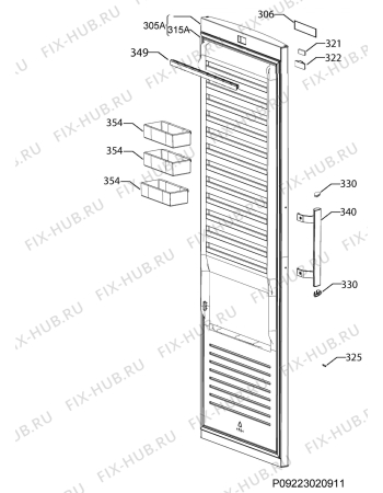 Взрыв-схема холодильника Electrolux EUE2634MFW - Схема узла Door