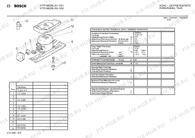 Схема №1 KTL1549NL с изображением Толкатель для холодильной камеры Bosch 00057847