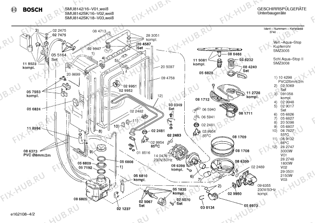 Схема №2 SMU4532SK с изображением Передняя панель для посудомоечной машины Bosch 00288026