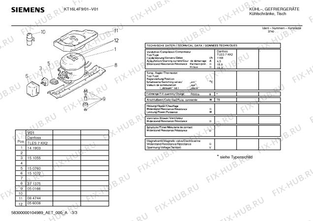 Схема №2 KT16L4F9 с изображением Плата для холодильной камеры Siemens 00441471