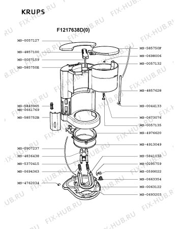 Взрыв-схема кофеварки (кофемашины) Krups F1217638D(0) - Схема узла 8P001448.0P2