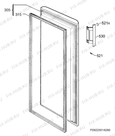 Взрыв-схема холодильника Electrolux EUF1900ALW - Схема узла Door 003