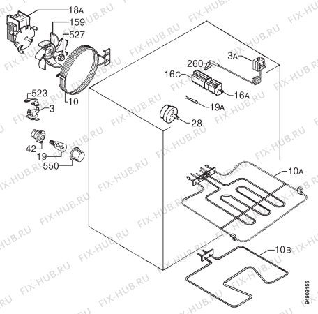 Взрыв-схема плиты (духовки) Zanussi ZHM761PW - Схема узла Electrical equipment 268