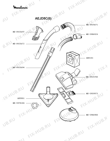 Взрыв-схема пылесоса Moulinex AEJD5C(0) - Схема узла UP002285.4P2