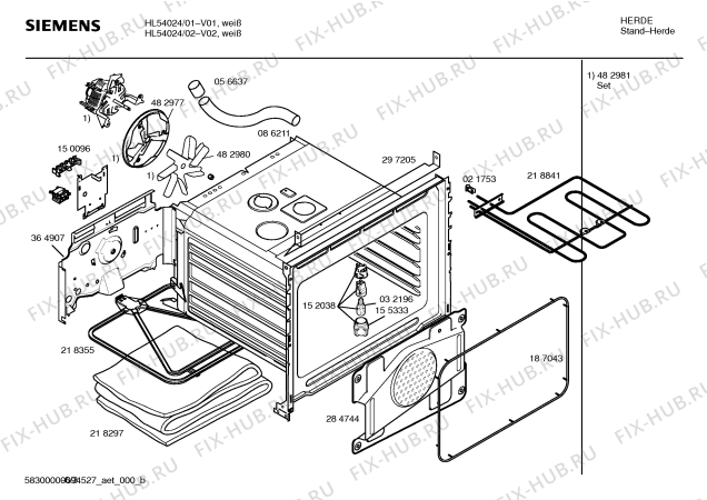 Схема №1 HL54024 Siemens с изображением Ручка конфорки для духового шкафа Siemens 00418153