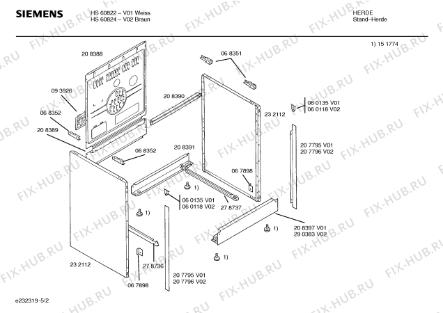 Схема №3 HS60822 с изображением Панель для плиты (духовки) Siemens 00208462