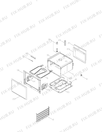 Взрыв-схема плиты (духовки) Voss Electrolux GEF3230-HV - Схема узла H10 Main Oven Cavity (large)