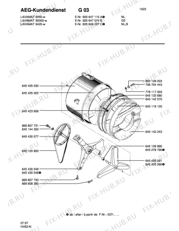 Взрыв-схема стиральной машины Aeg LAV6420 - Схема узла Tub and drum