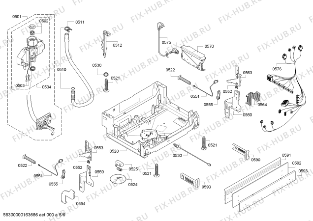 Взрыв-схема посудомоечной машины Siemens SN48N567DE Extraklasse made in germany - Схема узла 05