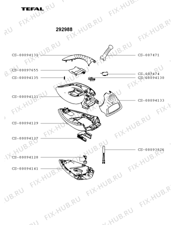 Взрыв-схема утюга (парогенератора) Tefal 292988 - Схема узла QP002605.4P2