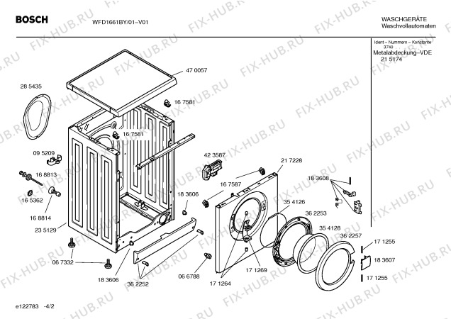 Схема №1 WFD1661BY BOSCH WFD 1661 с изображением Таблица программ для стиралки Bosch 00591504