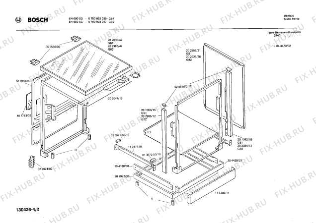 Взрыв-схема плиты (духовки) Bosch 0750092039 EH680SG - Схема узла 02