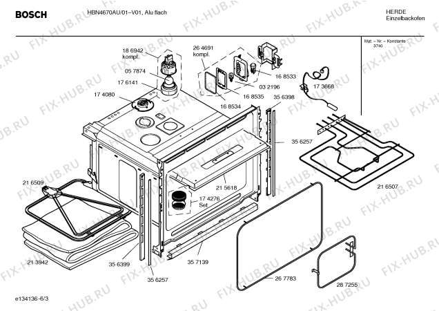 Взрыв-схема плиты (духовки) Bosch HBN4670AU - Схема узла 03