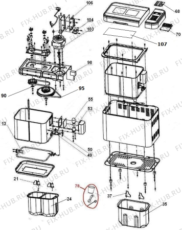 Взрыв-схема хлебопечки Gorenje BM1400E (312793, BM1403) - Схема узла 02