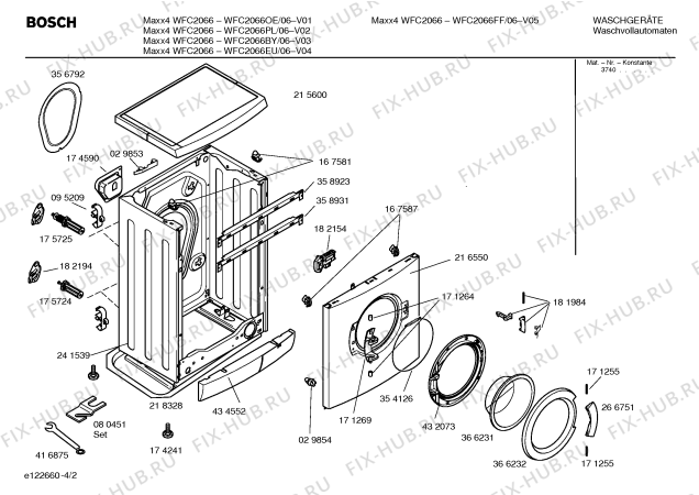 Схема №1 WFC2066EU Maxx4 WFC2066 с изображением Инструкция по установке и эксплуатации для стиралки Bosch 00587493