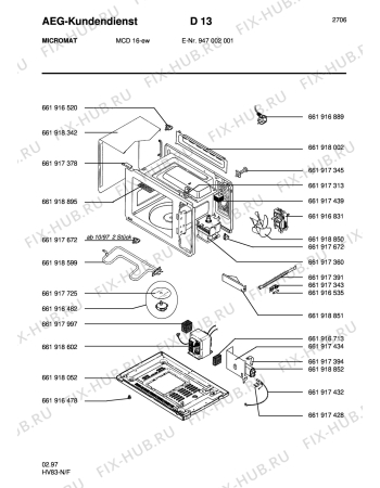 Схема №1 MWG 150-4 0 240 039 с изображением Часть корпуса для микроволновки Aeg 8996619188957