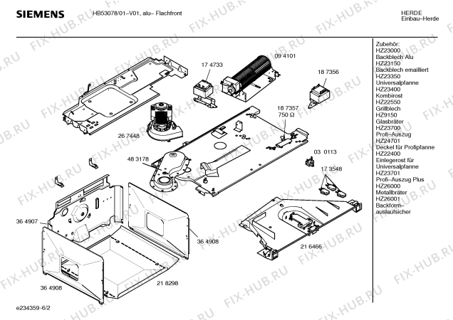 Схема №2 HB53078 с изображением Инструкция по эксплуатации для плиты (духовки) Siemens 00582923
