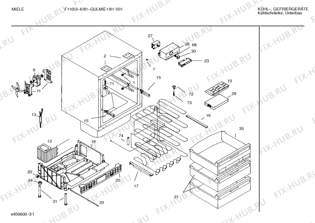 Схема №2 GULMIE1 F110UI-6/81 с изображением Емкость для заморозки для холодильника Bosch 00214517