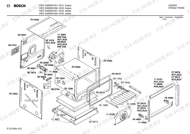 Взрыв-схема плиты (духовки) Bosch HEE632NAU - Схема узла 03