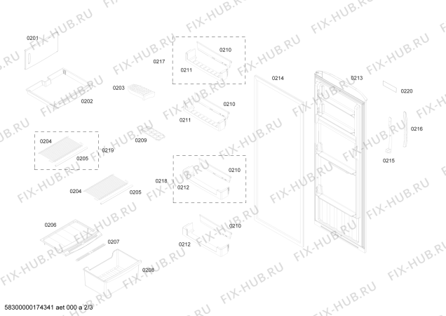 Взрыв-схема холодильника Coldex RSS22VW111 REF COLDEX  COOLSTYLE 250A BL 220V/60HZ - Схема узла 02