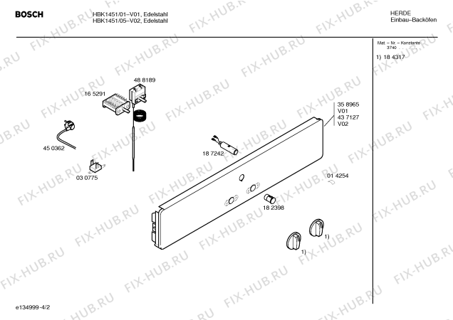 Схема №1 HBK1451 с изображением Панель управления для плиты (духовки) Bosch 00358965