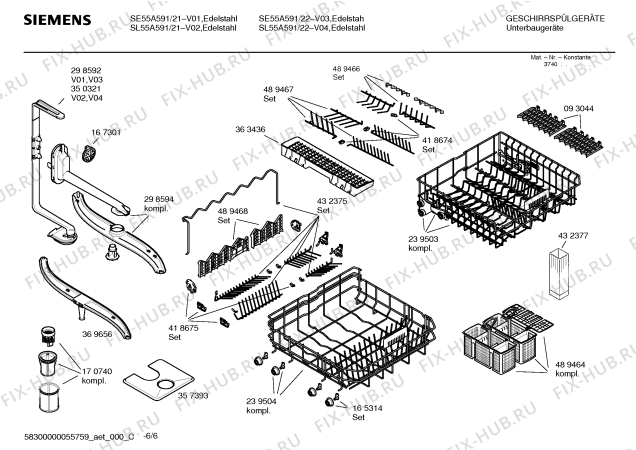 Схема №2 SE55A591 с изображением Инструкция по эксплуатации для электропосудомоечной машины Siemens 00589357