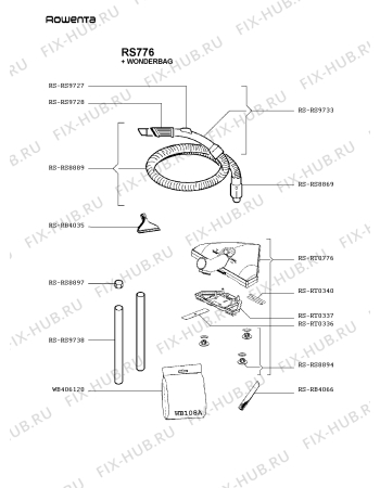 Взрыв-схема пылесоса Rowenta RS776 - Схема узла RS776FR_.__2