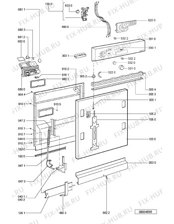 Взрыв-схема посудомоечной машины Whirlpool ADG 8474 NB - Схема узла