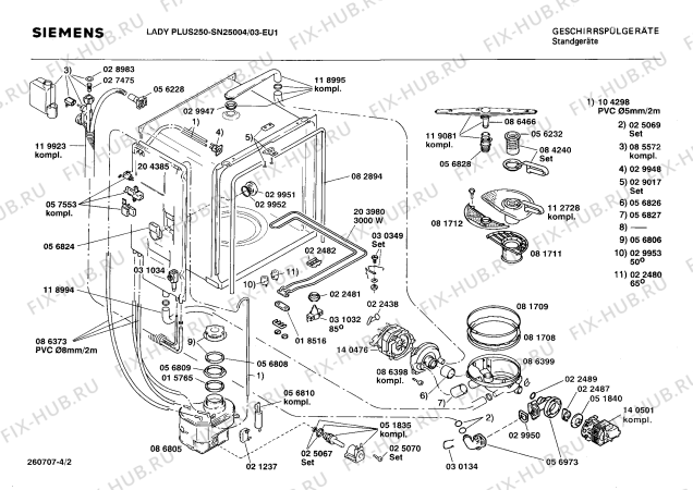 Взрыв-схема посудомоечной машины Siemens SN25004 - Схема узла 02