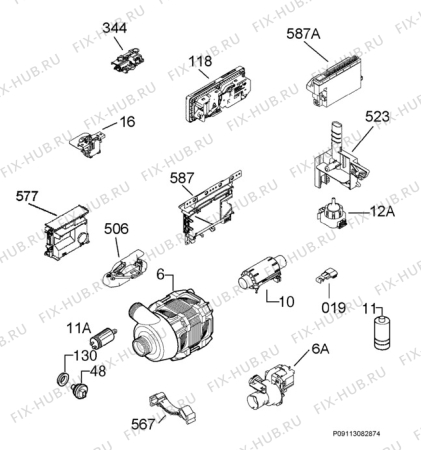 Взрыв-схема посудомоечной машины Aeg Electrolux F88089M0P - Схема узла Electrical equipment 268