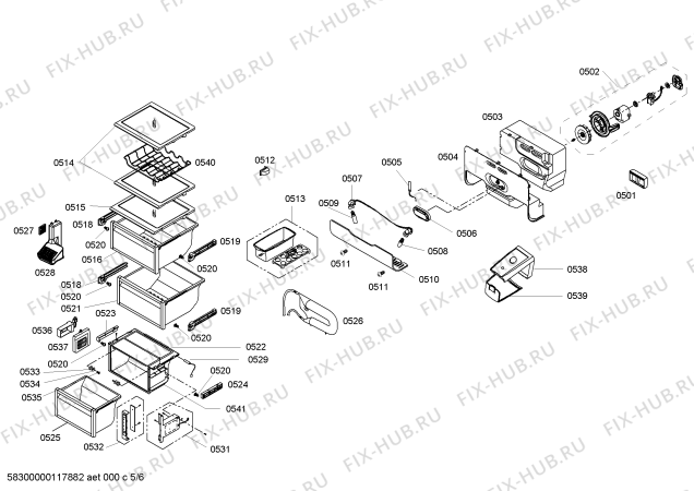 Схема №1 S20CS80SNS с изображением Крышка для холодильной камеры Siemens 00609382