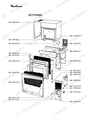 Взрыв-схема микроволновой печи Moulinex ACY7AN(0) - Схема узла FP002046.3P2