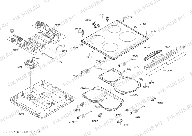 Взрыв-схема плиты (духовки) Bosch HCE748223 - Схема узла 07