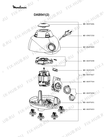 Взрыв-схема блендера (миксера) Moulinex DAB541(2) - Схема узла 0P003326.4P2