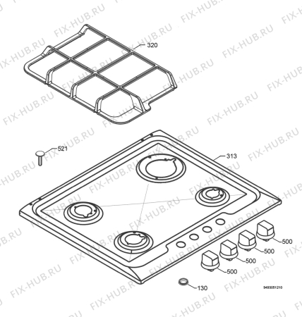 Взрыв-схема плиты (духовки) Rex Electrolux PX640UOV - Схема узла Hob 271