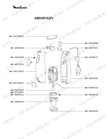 Взрыв-схема блендера (миксера) Moulinex ABD3R1E(P) - Схема узла AP000825.4P2