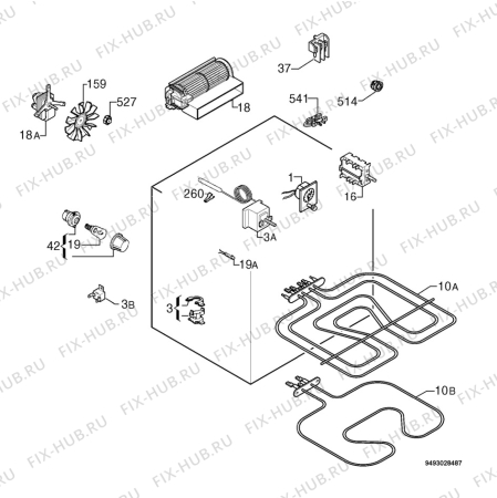 Взрыв-схема плиты (духовки) Zanussi ZOB690SN - Схема узла Electrical equipment 268