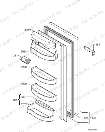 Взрыв-схема холодильника Brandt SB2350E - Схема узла Door 003