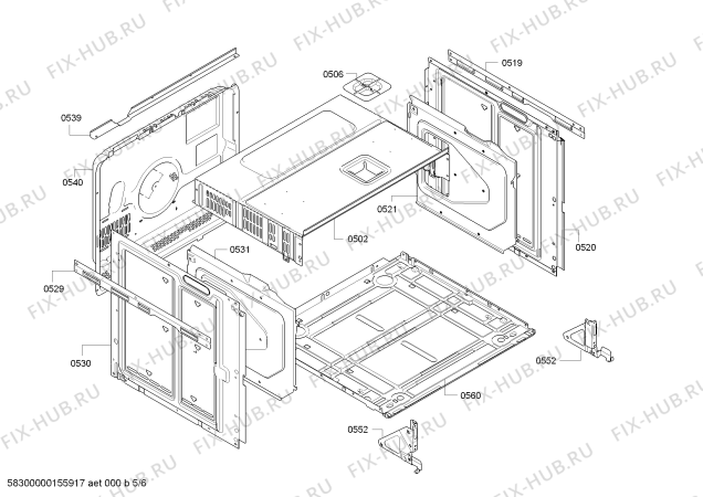 Взрыв-схема плиты (духовки) Bosch HBA78B950B - Схема узла 05