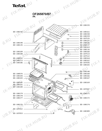 Схема №1 OF265870/B7 с изображением Дверь (стекло) духовки для духового шкафа Tefal SS-188213