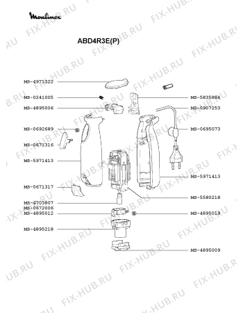 Взрыв-схема блендера (миксера) Moulinex ABD4R3E(P) - Схема узла Q0000050.6Q2